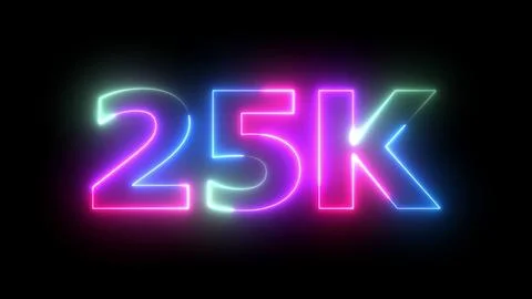 Luminous 25K Neon Light Effect Celebrating Milestones with Glowing Digits o.. Stock Illustration