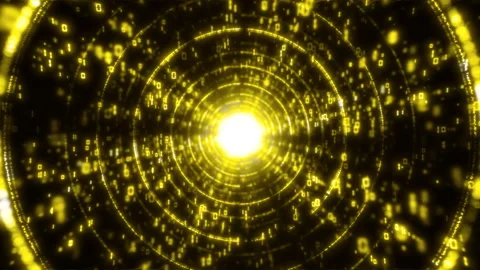 Luminous 3d render of a yellow digital data stream for technology and modern Stock Footage 318374719