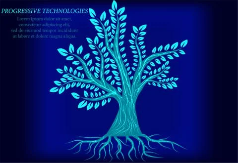 A luminous 3D tree with an interesting design symbolizing clean air. Progress Stock Illustration