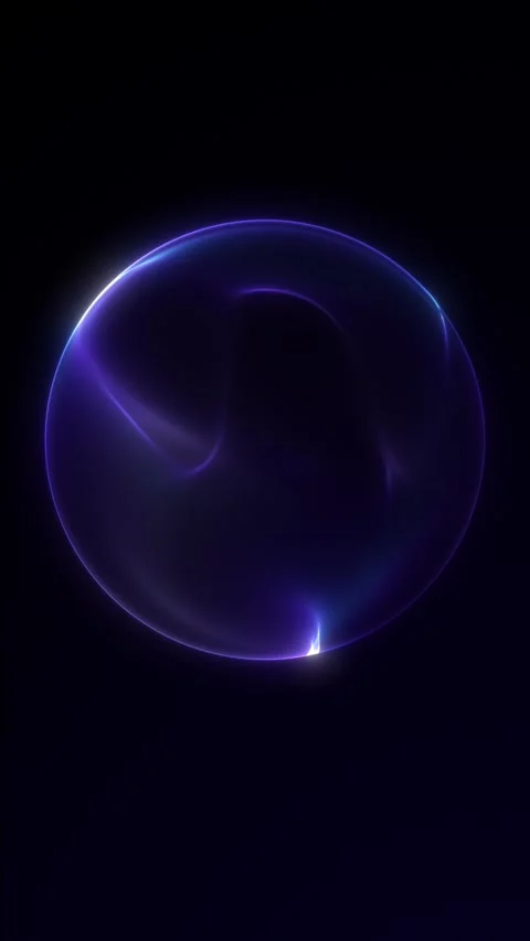 Luminous abstract sphere with soft flowing light surface. Electric blue rad.. 库存影片 330601052