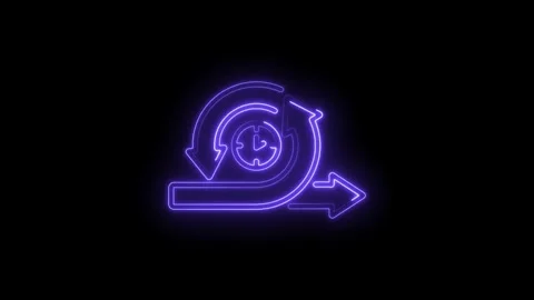Luminous agile methodology representation neon style clock with circular ar.. Stock Footage 345993622