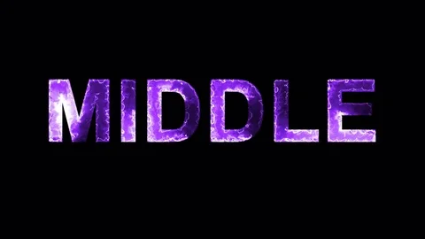 Luminous and shimmering haze inside the letters of the word MIDDLE. Alpha Stock Footage