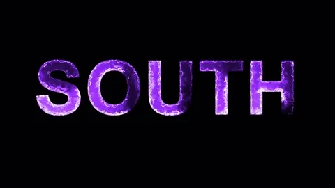 Luminous and shimmering haze inside the letters of the word SOUTH. Alpha channel Stock Footage