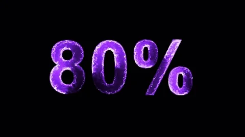 Luminous and shimmering haze inside the letters of the word 80%. Alpha channel Stock Footage