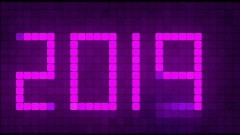 Luminous and shimmering haze inside the letters of the year 2019. Transparent Stock Footage 83242711