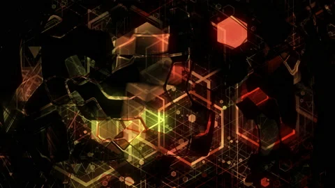 Luminous animated pulsating background based on color geometric shapes of dif Stock Footage 91593154