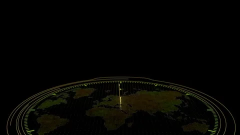 Luminous arrow rotating in circle are lighting up alternately sector of the map Stock Footage 261851638