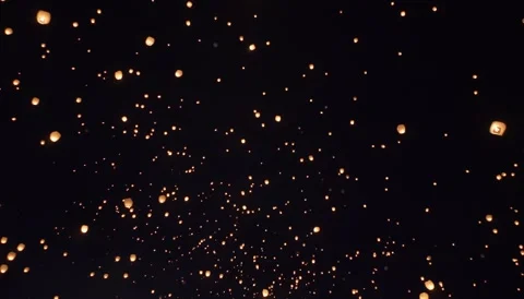 Luminous Ascent: Chinese Sky Lanterns Stock Footage 339268151