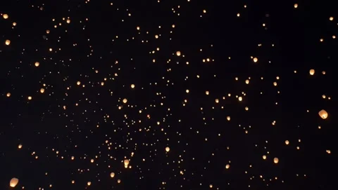 Luminous Ascent: Chinese Sky Lanterns Stock Footage 339268152