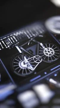 Luminous bicycle model on engineering display Stock Illustration