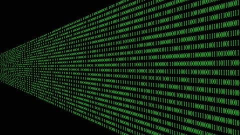 Luminous binary code numbers - technology background - perspective. 29,97 fps Video stock 156619182