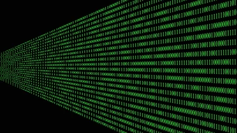 Luminous binary code numbers - technology background - perspective. 23,98fps Video stock 156619189