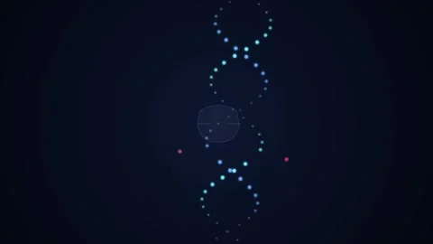 Luminous Blue and Violet DNA Double Helix with Molecular Editing Mechanism .. Stock Footage 345775414