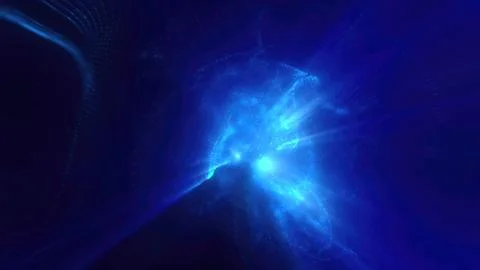 A luminous blue energy sphere core floating in a dark void, evoking a sense o Stock Illustration