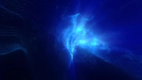 A luminous blue energy sphere core floating in a dark void, evoking a sense.. Stock Illustration