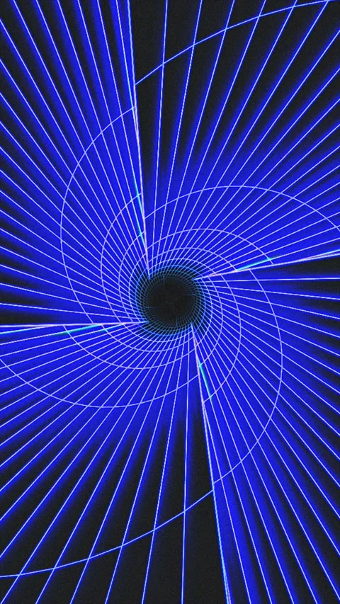 Luminous blue lines converge into a central vortex, a geometric, hypnotic Stock Footage 320555752