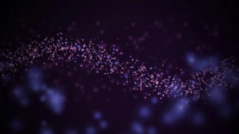 Luminous blue particles forming a flowing wave in dark space Stock Footage 340877407