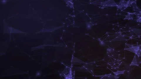 A luminous blue-violet constellation of connected points and translucent fa.. Stock Illustration