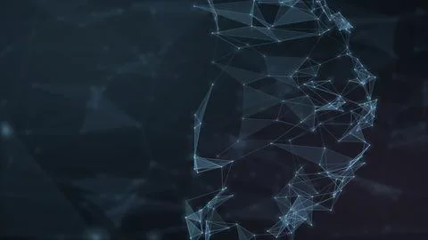A luminous blue wireframe globe emerges from a dark hazy field, symbolizing.. Illustrazione stock