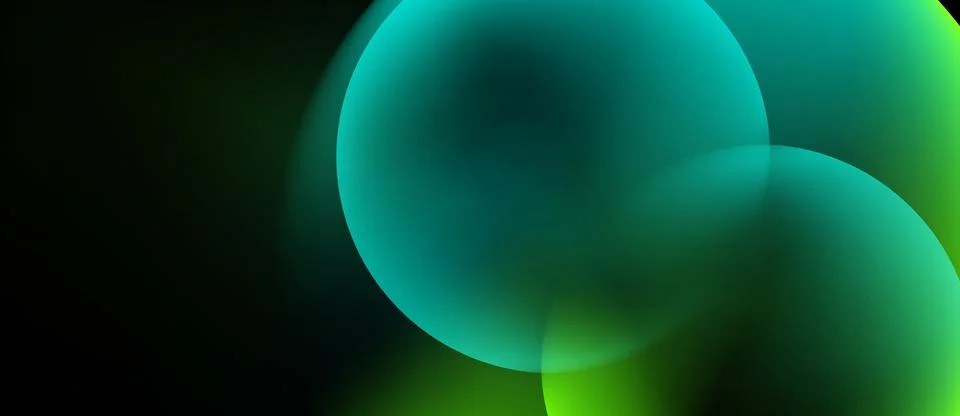 Luminous bubbles panorama in lime, vector background for web design Stock Illustration