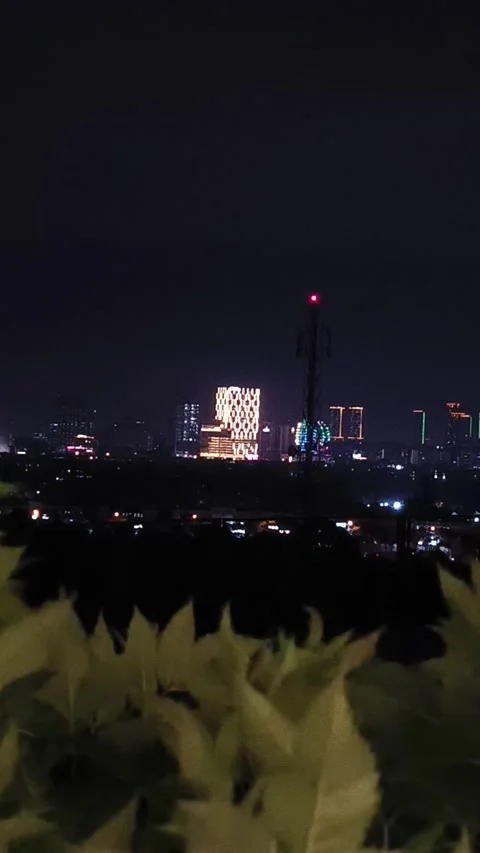 A luminous building standing in the midnight hush Stock Footage 308481554