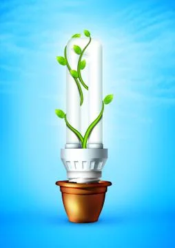 Luminous Bulb With Plant Stock Illustration