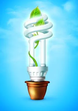 Luminous Bulb With Plant Illustrazione stock