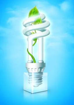 Luminous Bulb With Plant Stock Illustration