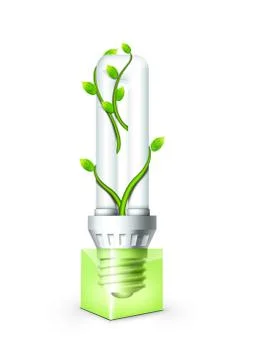 Luminous Bulb With Plant Illustrazione stock