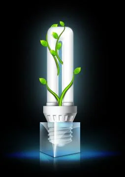 Luminous Bulb With Plant Illustrazione stock