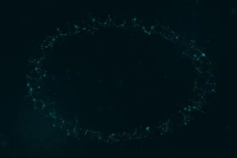 A luminous circular formation of connected points floats against a deep tea.. Stock Illustration