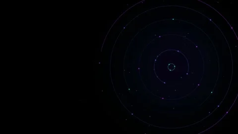 Luminous Concentric Orbitals Rotating Expanding Dark Motion Background Stock Footage 345962119