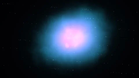 Luminous core swirls in nebulous clouds against black Stock Footage 329296257