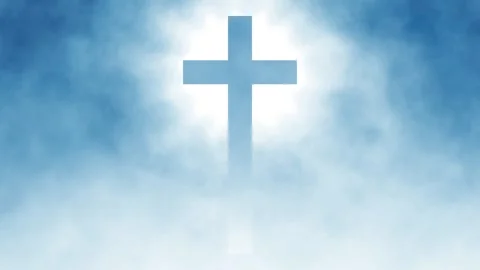 Luminous cross in soft blue sky, divine rays of light, heavenly peace Vídeos de archivo 315654571