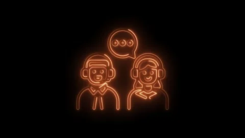 Luminous customer service support team communication glows on black background Stock Footage 330773192