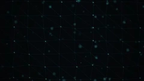 Luminous cyan geometric lattice with soft floating particles and smooth lat.. Видео 345982085