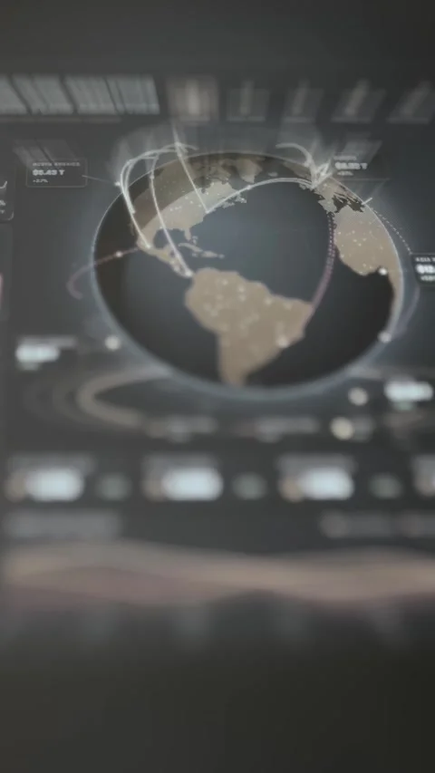 Luminous digital globe centers on North and South America Stock Footage 343357791