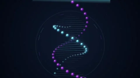 Luminous DNA Helix with Glowing Blue Violet and Green Base Pairs Inside a T.. Stock Footage 345775450