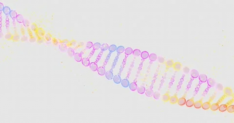 Luminous DNA spins on a transparent background and emits glowing particles Stock Footage 155790822