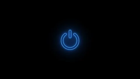 Luminous electric blue saber power reset icon on pitch black background. 4k.. 動画素材 336454953