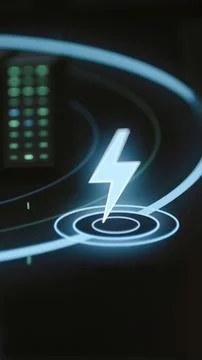 Luminous electrical bolt and blue circular rings appear 库存照片