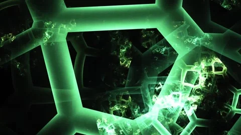 Luminous Emerald Molecular Network Expanding Across a Futuristic Digital Stock Footage 346156034