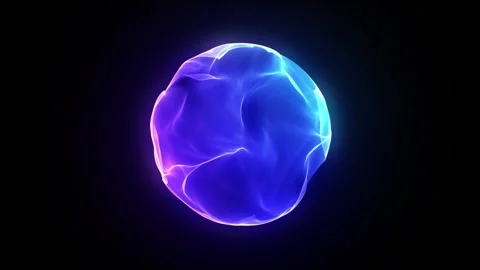 Luminous Energy Sphere: Pulsating orb of vibrant blue and purple light against a Stock Footage 280323617