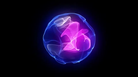 Luminous Energy Sphere: Pulsating orb of vibrant blue and purple light against a Stock Footage 280323764