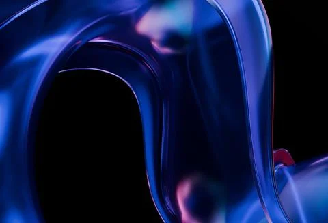 Luminous, fluid abstract forms in deep blue and purple hues twist and flow,.. Illustrazione stock