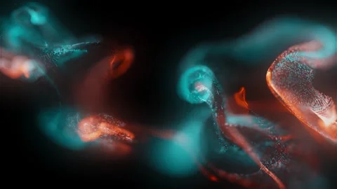Luminous Fluid Neon Abstract Background with Energy Particles 4K UHD Animatio Stock Footage 344504281