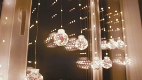 Luminous garland in the form of balls Stock Footage 166092946