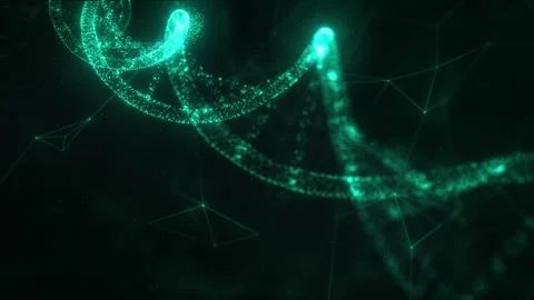 Luminous Genetic Helix with Molecular Communication Pathways Genome Research Stock Footage 337557698