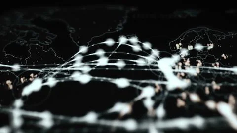Luminous global sphere crossed by digital connection lines Stock Photos