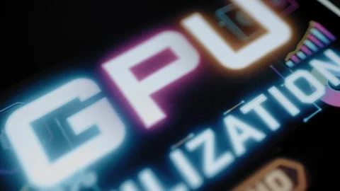 Luminous GPU Utilization dashboard displays an exact 91 percent reading Stock Footage 342486751